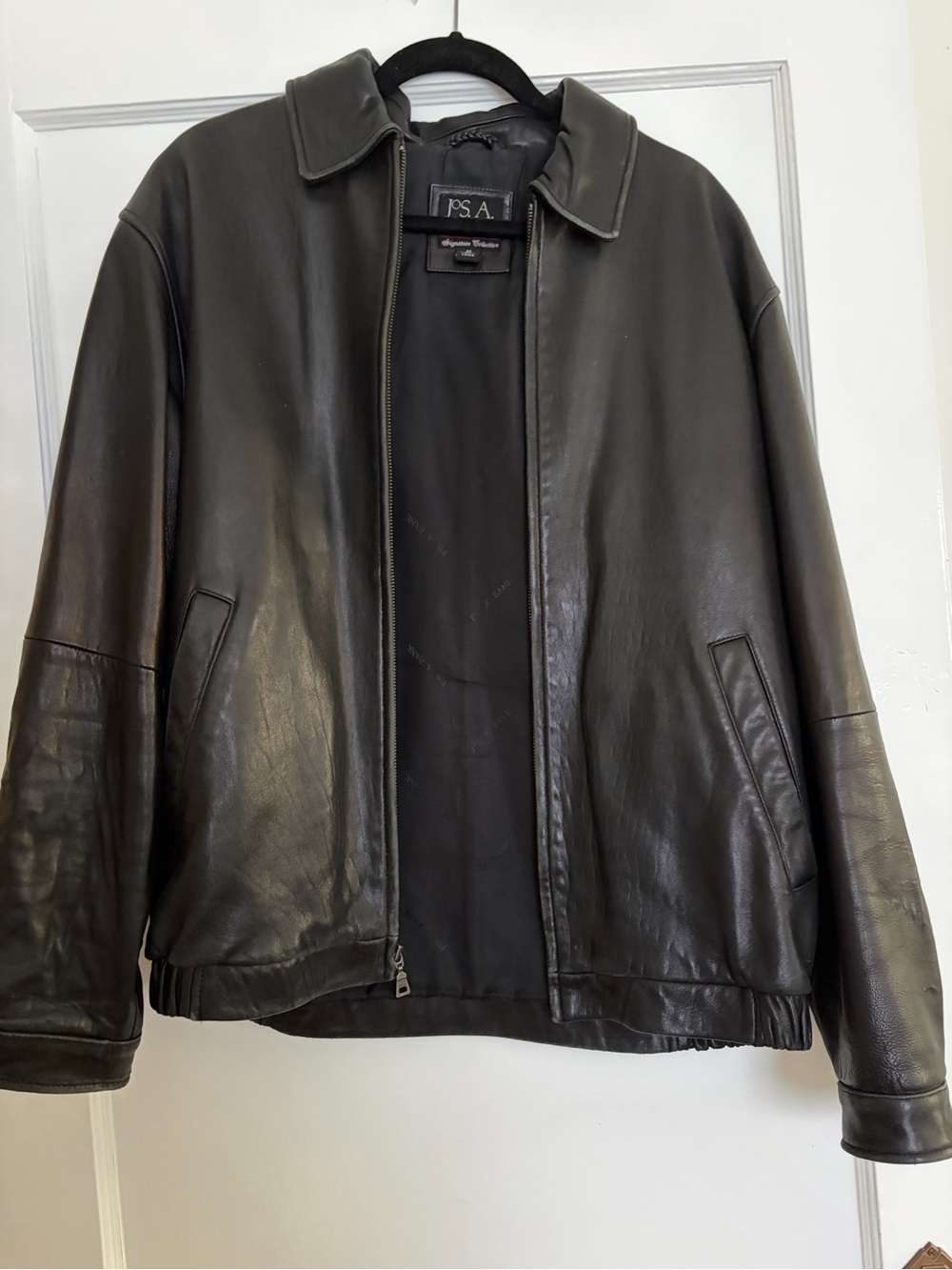 Jos. A. Bank - Vintage Black Leather Bomber Jacket